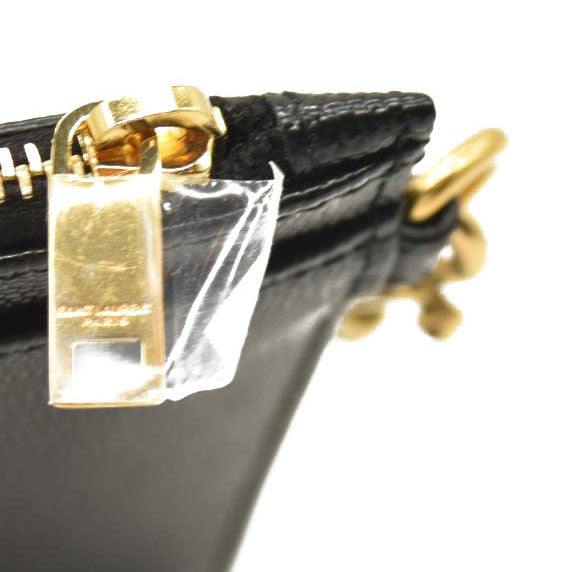 SAINT LAURENT Grain De Poudre Chevron Monogram Large Bill Pouch Black