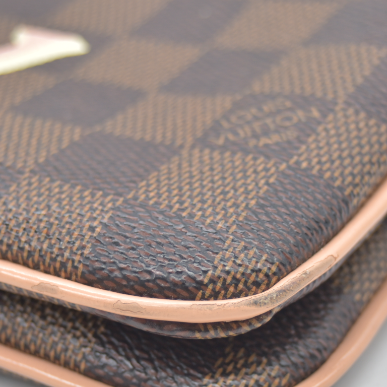 $1420 2020 Louis Vuitton Double Zip Pochette Damier Ebene MI0220