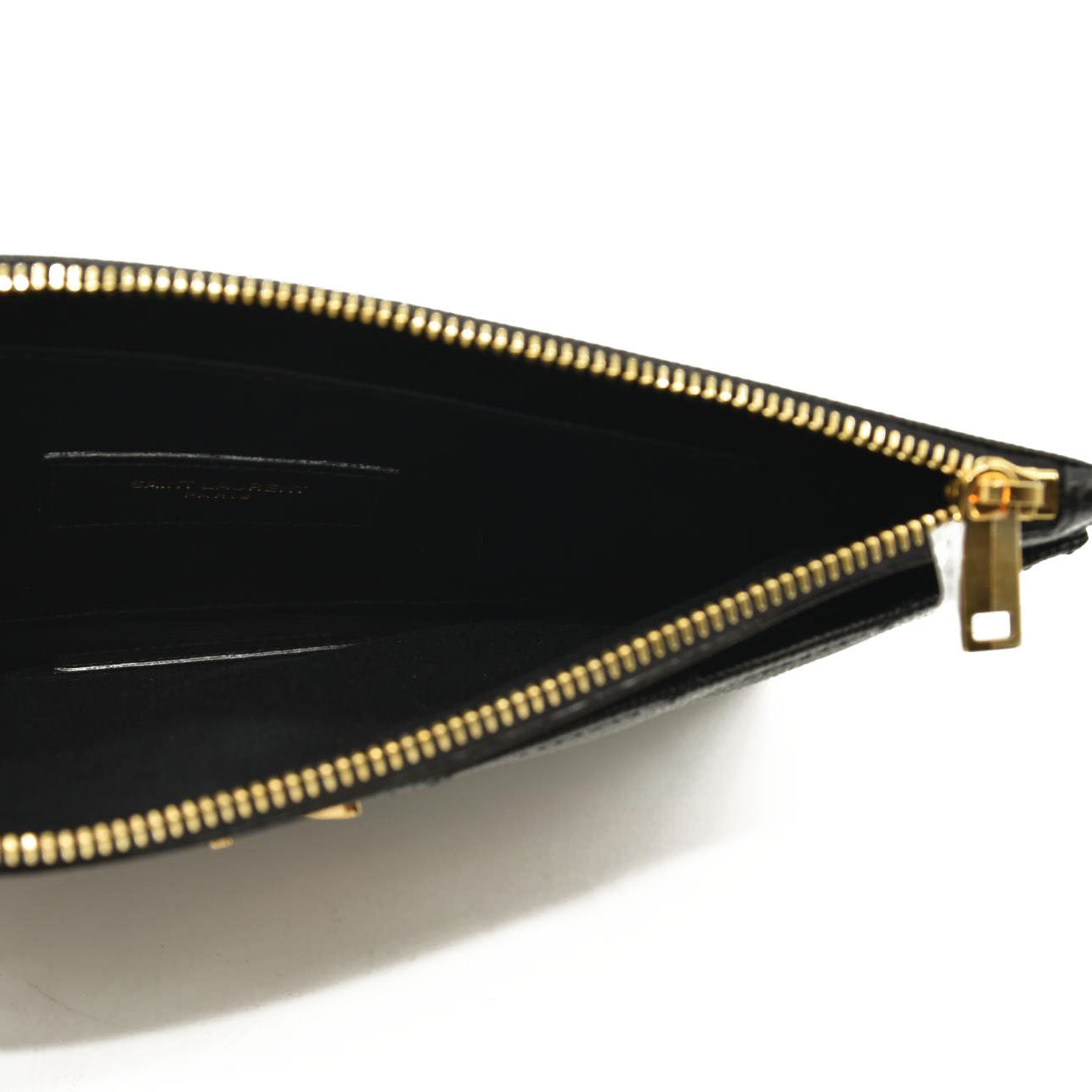 SAINT LAURENT Grain De Poudre Chevron Monogram Large Bill Pouch Black