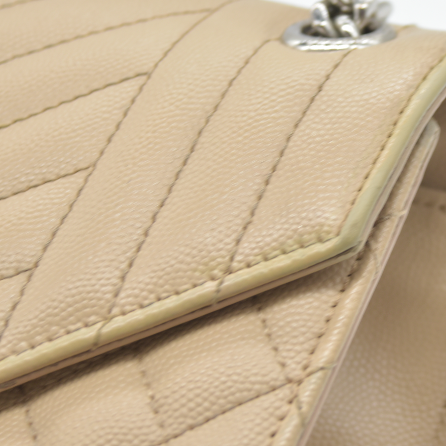 $3150 Saint Laurent Leather Envelope Mixed Matelasse Shoulder Bag YSL