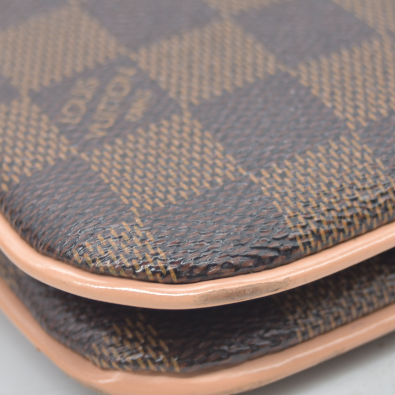 $1420 2020 Louis Vuitton Double Zip Pochette Damier Ebene MI0220