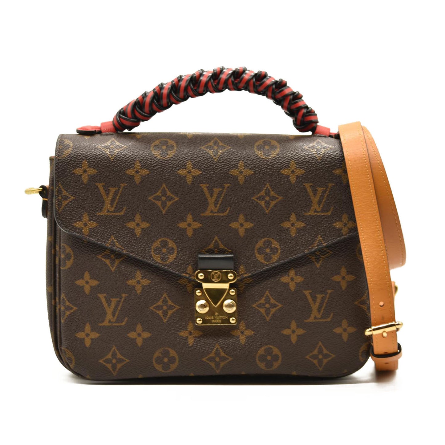 LOUIS VUITTON Monogram Braided Pochette Metis Coquelicot DU3178