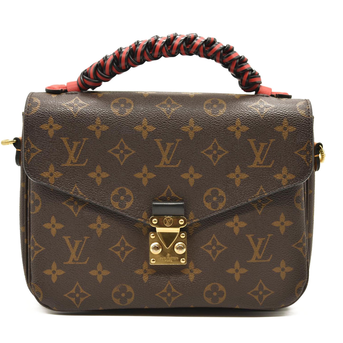 LOUIS VUITTON Monogram Braided Pochette Metis Coquelicot DU3178