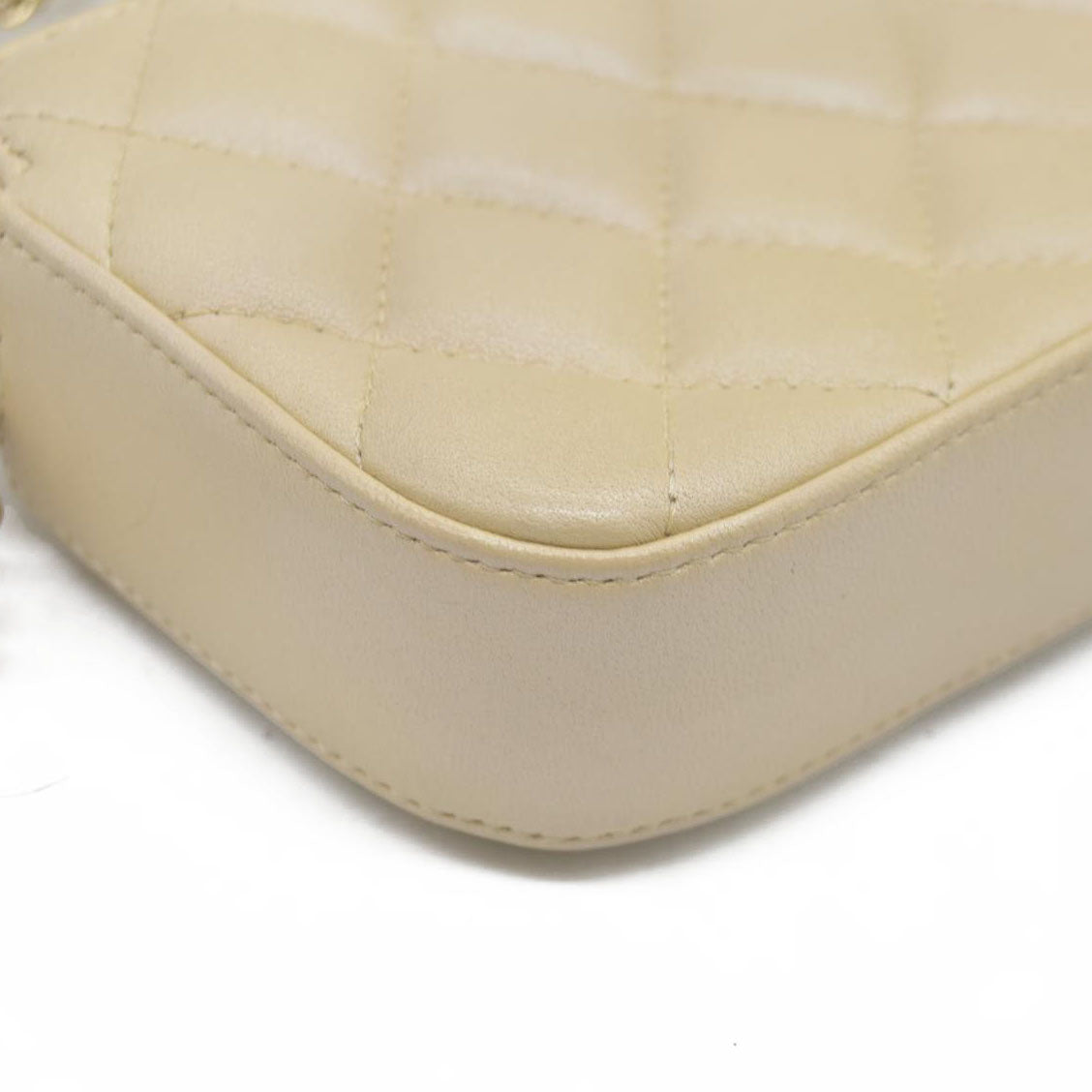 $4950 Chanel  Canvas Small Deauville Clutch Beige With Pearl Chain