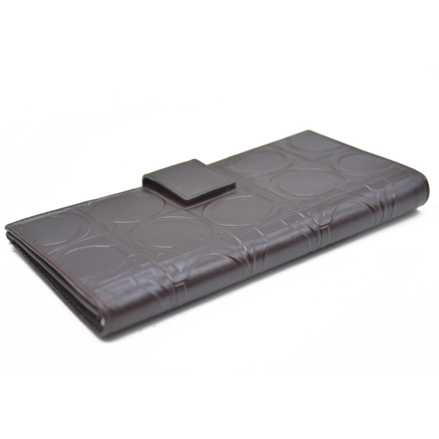 Salvatore Ferragamo Gancini  $795 Leather Long Bifold Wallet Brown/7BH0196