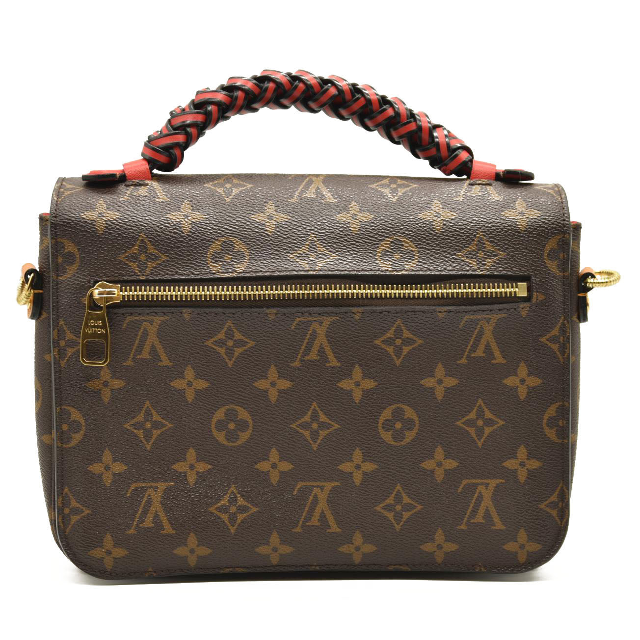 LOUIS VUITTON Monogram Braided Pochette Metis Coquelicot DU3178