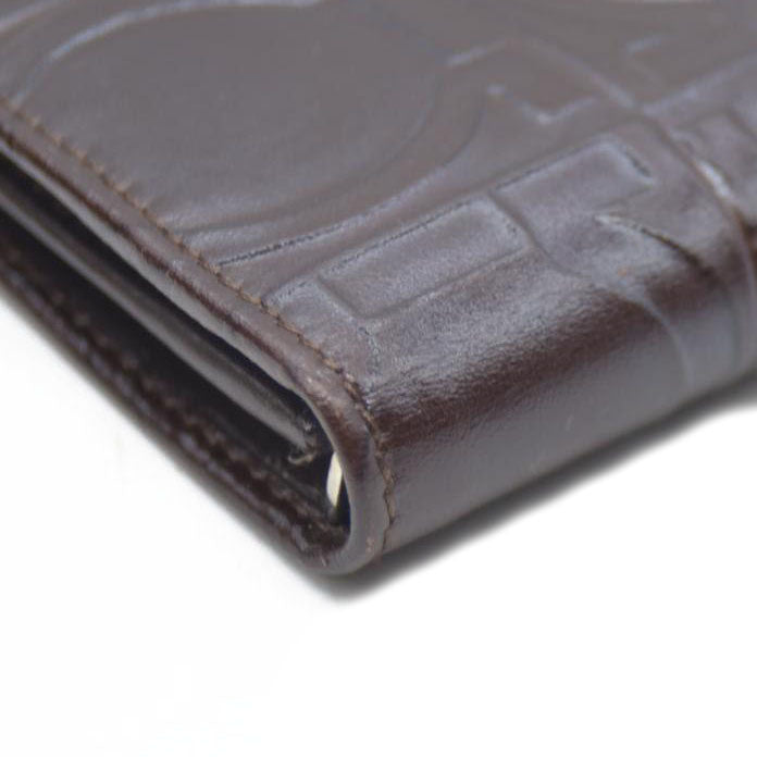 Salvatore Ferragamo Gancini  $795 Leather Long Bifold Wallet Brown/7BH0196