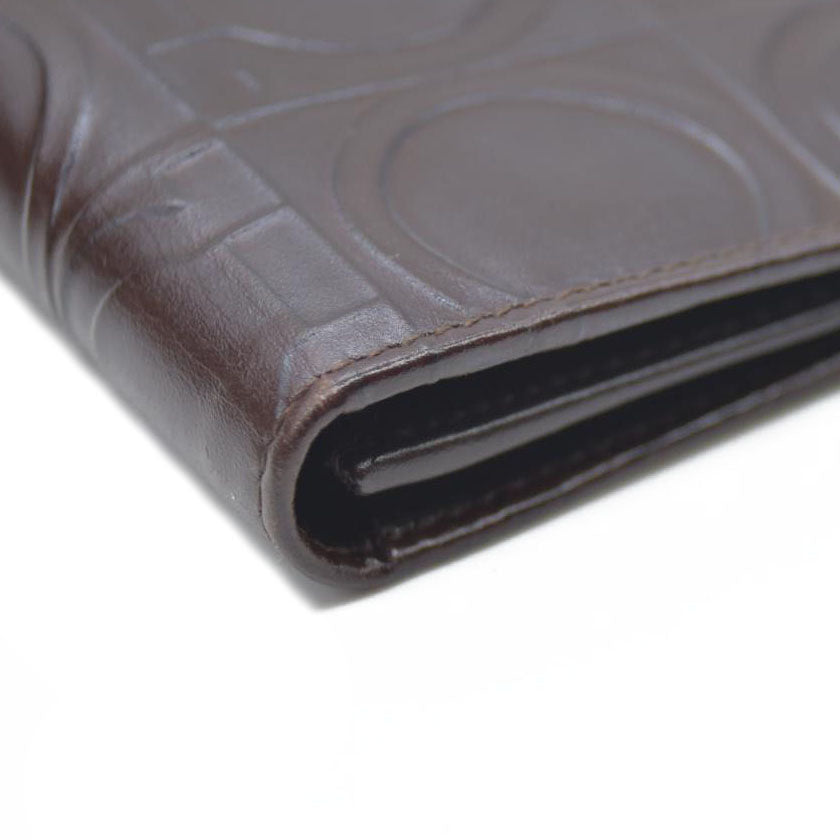 Salvatore Ferragamo Gancini  $795 Leather Long Bifold Wallet Brown/7BH0196