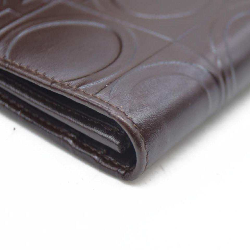 Salvatore Ferragamo Gancini  $795 Leather Long Bifold Wallet Brown/7BH0196