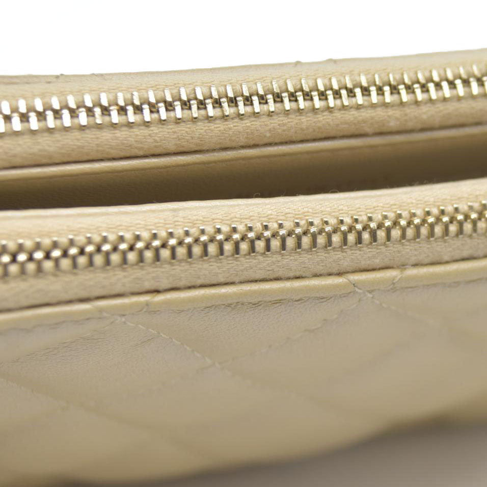 $4950 Chanel  Canvas Small Deauville Clutch Beige With Pearl Chain