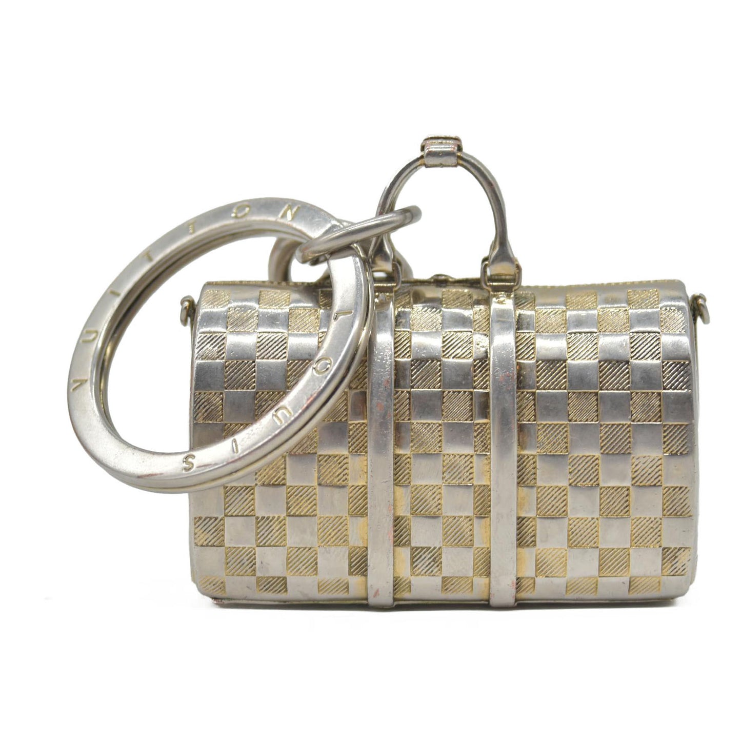 $450 Louis Vuitton Brushed Palladium The Keepall Key Holder Bag Charm CONSIGNMENT