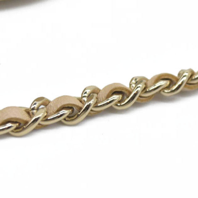 $4950 Chanel  Canvas Small Deauville Clutch Beige With Pearl Chain