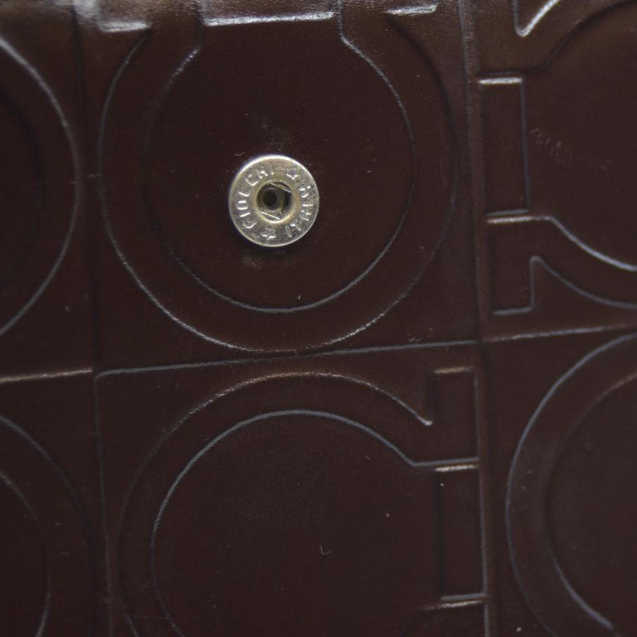 Salvatore Ferragamo Gancini  $795 Leather Long Bifold Wallet Brown/7BH0196