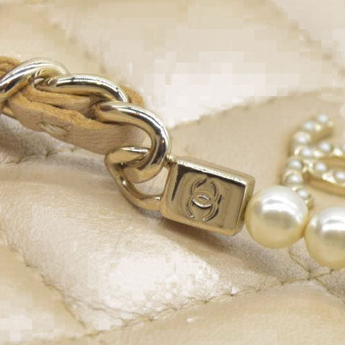 $4950 Chanel  Canvas Small Deauville Clutch Beige With Pearl Chain