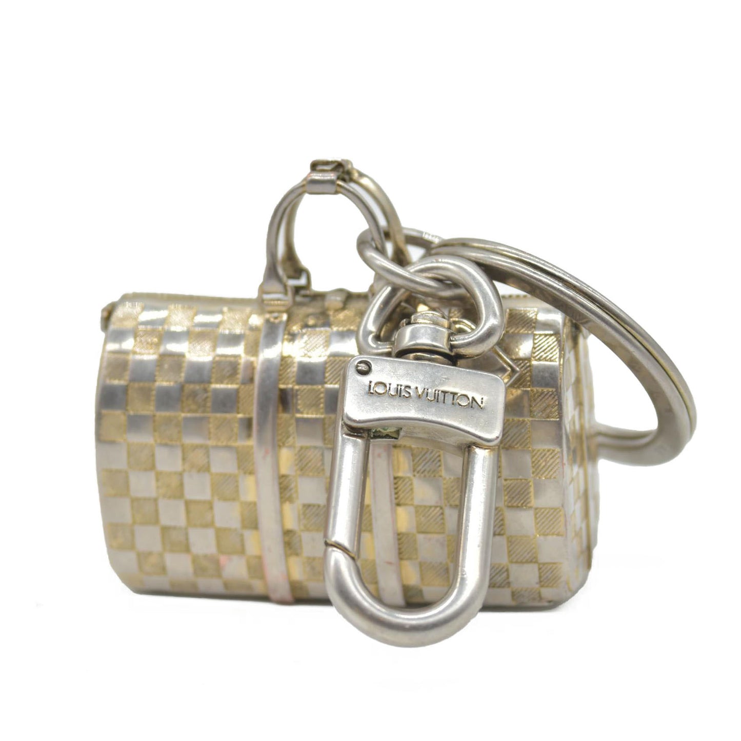 $450 Louis Vuitton Brushed Palladium The Keepall Key Holder Bag Charm CONSIGNMENT