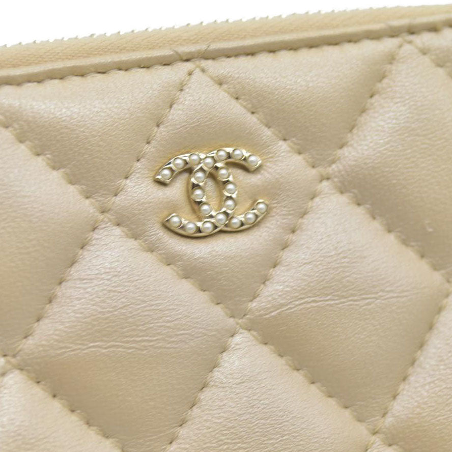 $4950 Chanel  Canvas Small Deauville Clutch Beige With Pearl Chain