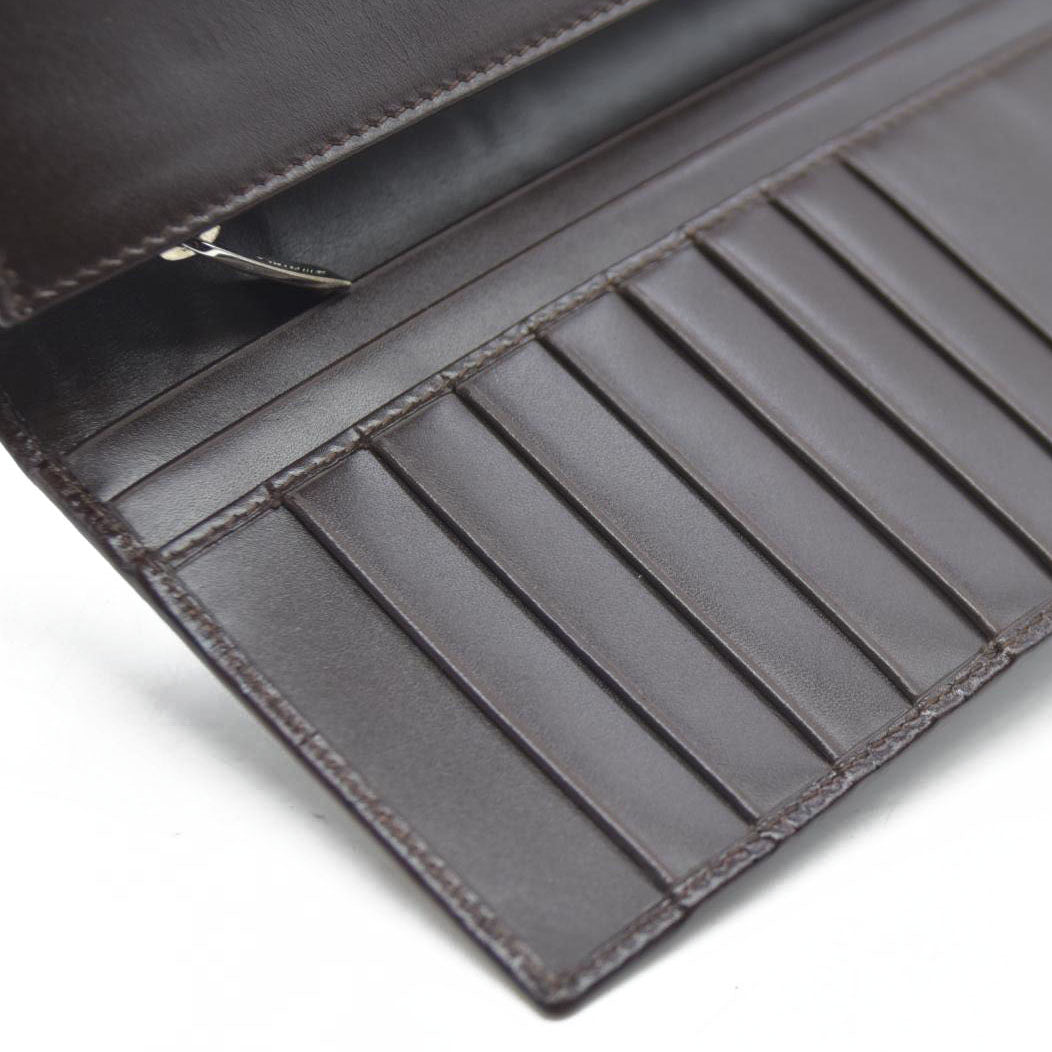 Salvatore Ferragamo Gancini  $795 Leather Long Bifold Wallet Brown/7BH0196