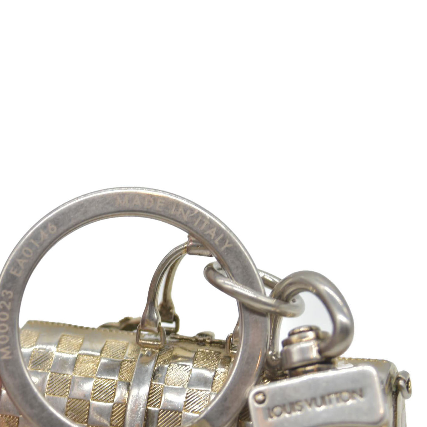 $450 Louis Vuitton Brushed Palladium The Keepall Key Holder Bag Charm CONSIGNMENT