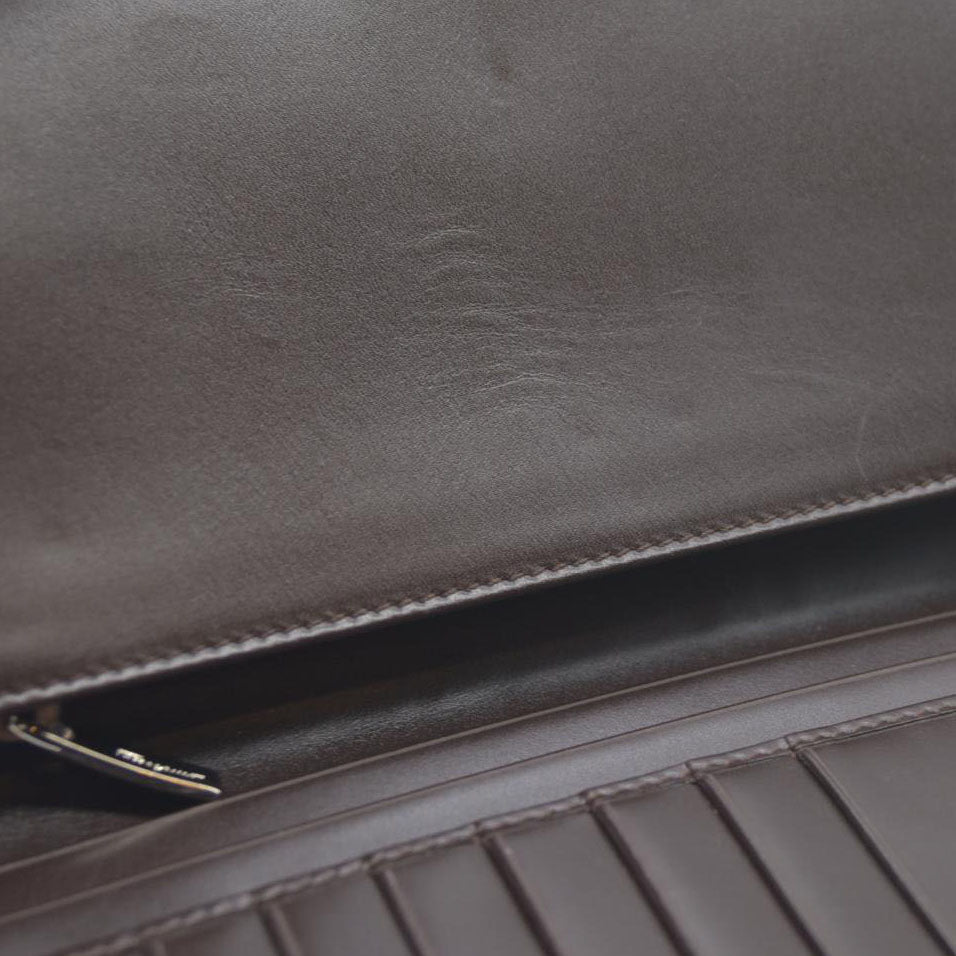 Salvatore Ferragamo Gancini  $795 Leather Long Bifold Wallet Brown/7BH0196