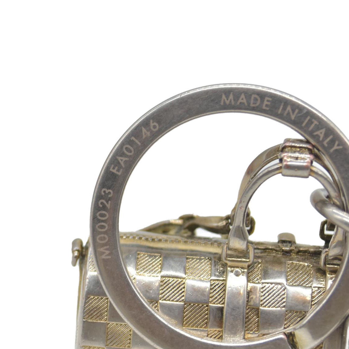 $450 Louis Vuitton Brushed Palladium The Keepall Key Holder Bag Charm CONSIGNMENT