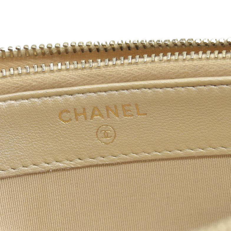 $4950 Chanel  Canvas Small Deauville Clutch Beige With Pearl Chain