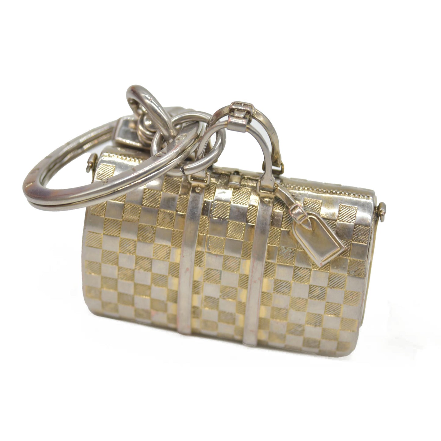 $450 Louis Vuitton Brushed Palladium The Keepall Key Holder Bag Charm CONSIGNMENT