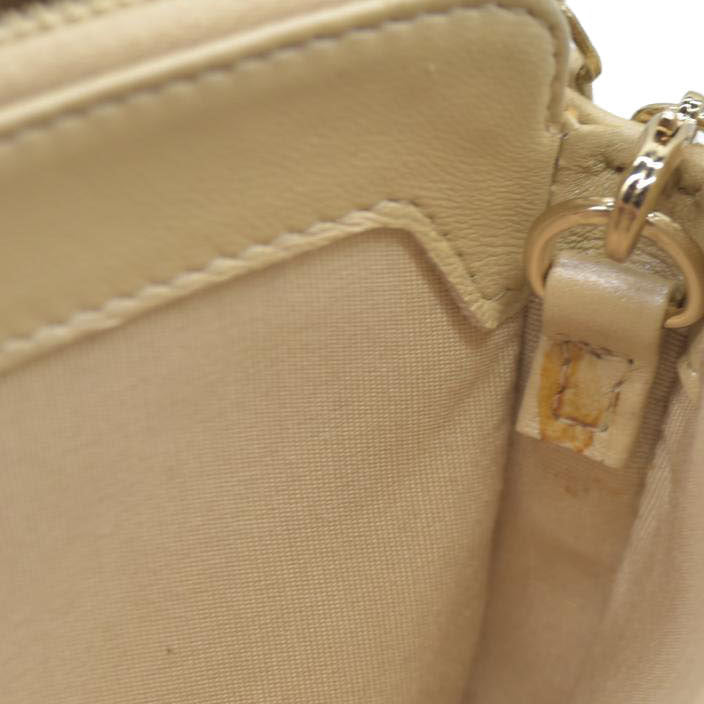 $4950 Chanel  Canvas Small Deauville Clutch Beige With Pearl Chain