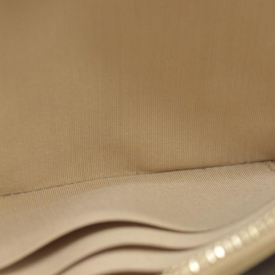 $4950 Chanel  Canvas Small Deauville Clutch Beige With Pearl Chain