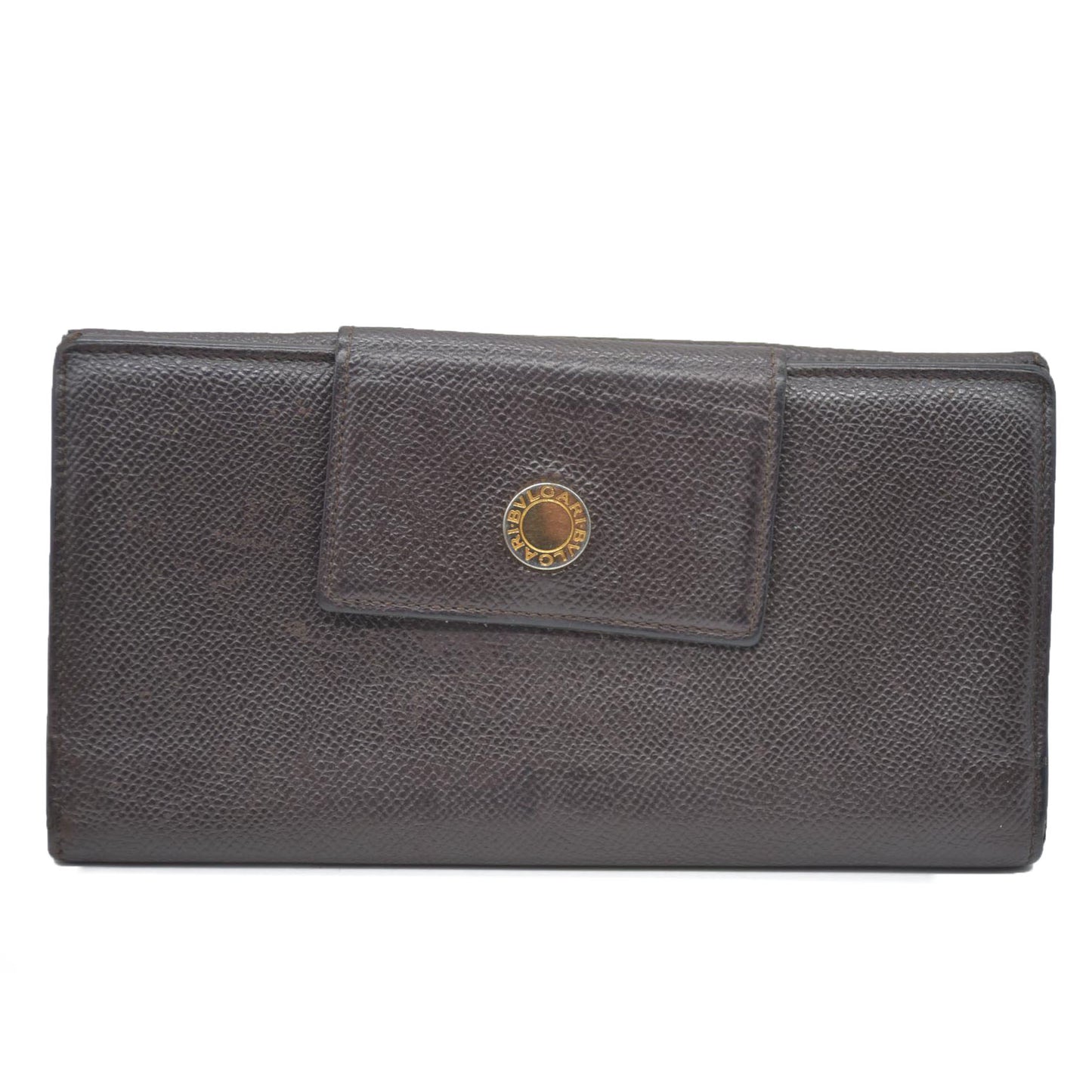 BVLGARI $640 Classico Leather Bifold Long Wallet Brown/7BH0176