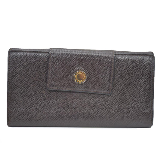 BVLGARI $640 Classico Leather Bifold Long Wallet Brown/7BH0176