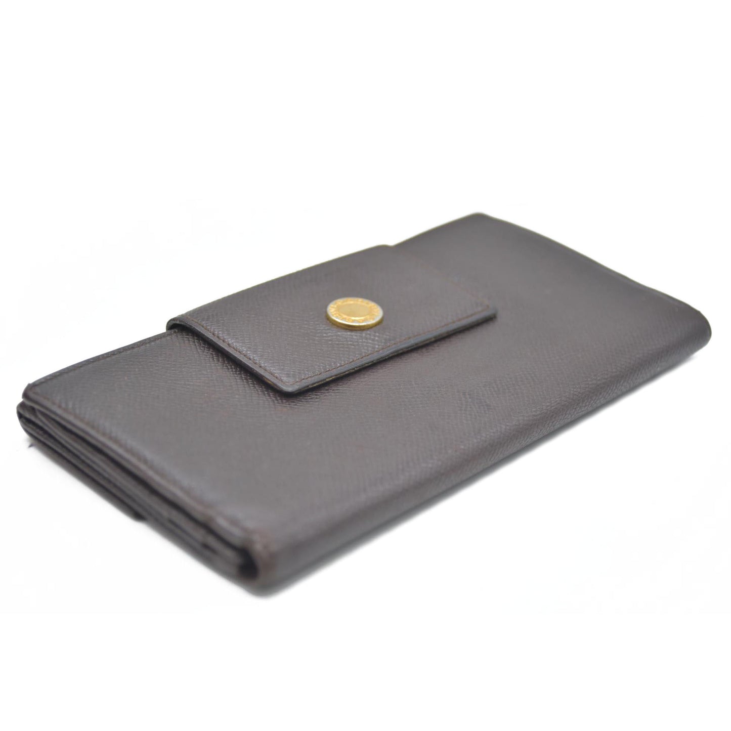 BVLGARI $640 Classico Leather Bifold Long Wallet Brown/7BH0176