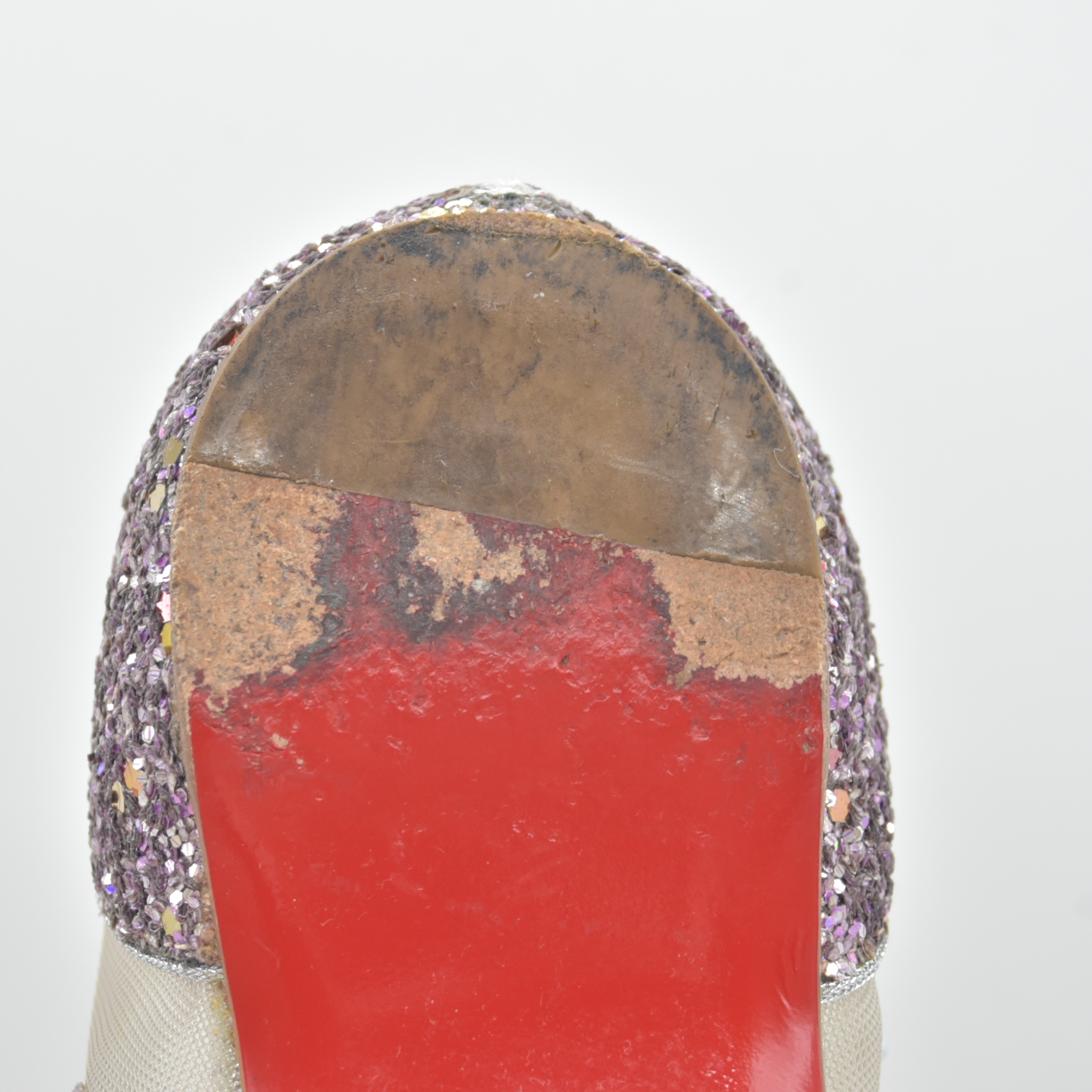 $995 Christian Louboutin Crystal Strass Follies Flats 36.5 Silver