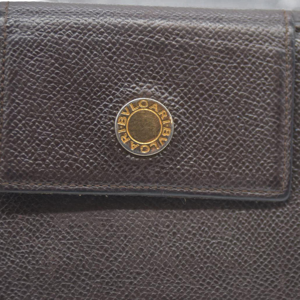 BVLGARI $640 Classico Leather Bifold Long Wallet Brown/7BH0176