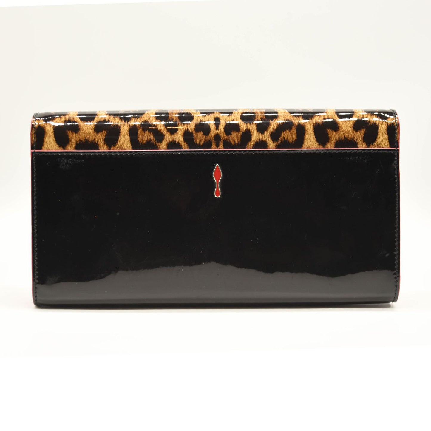 CHRISTIAN LOUBOUTIN Patent Leopard Vero Dodat Clutch Black