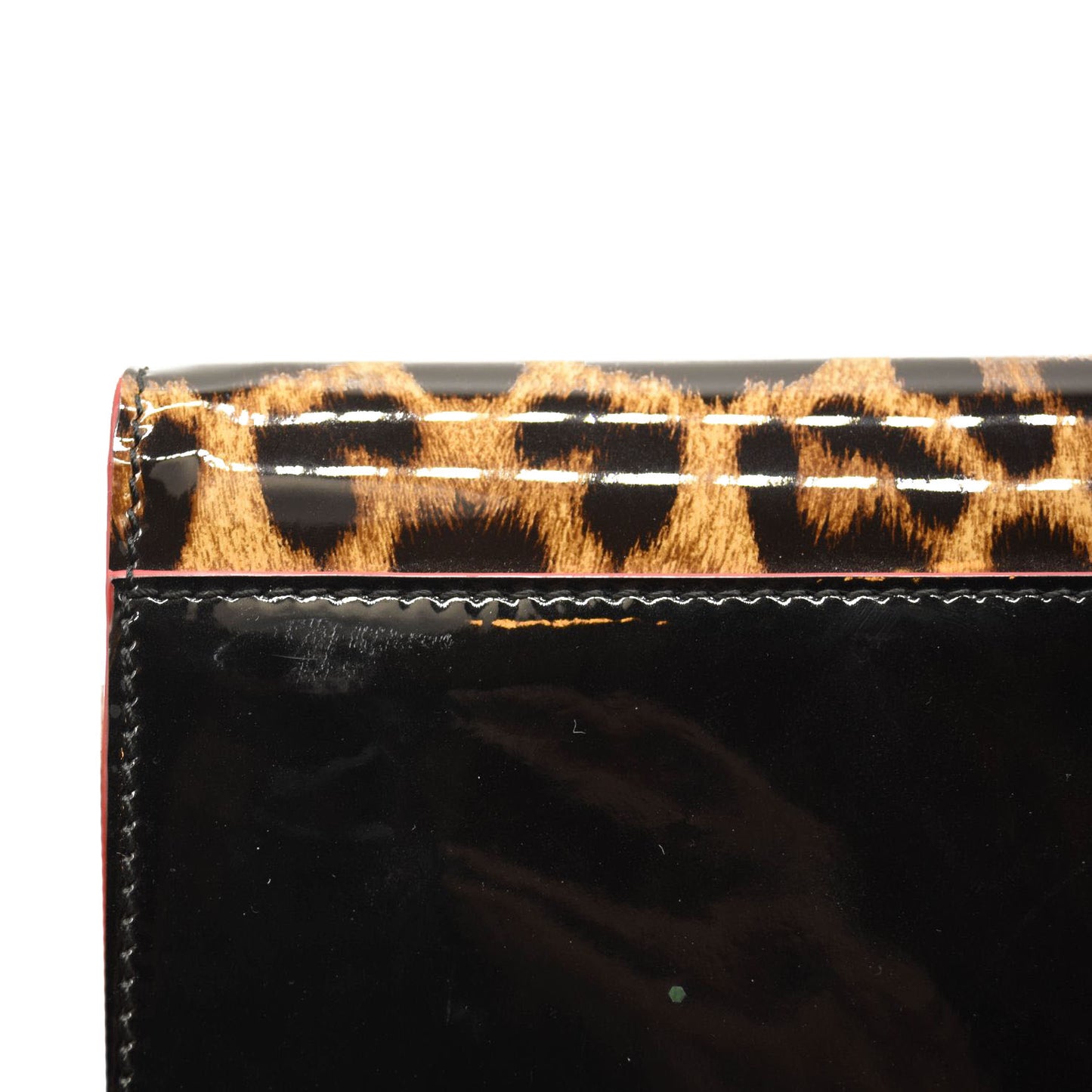 CHRISTIAN LOUBOUTIN Patent Leopard Vero Dodat Clutch Black