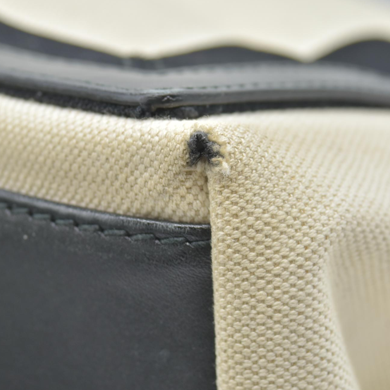 $995 Balenciaga Cotton Canvas Satin Calfskin S Navy Cabas Natural Black