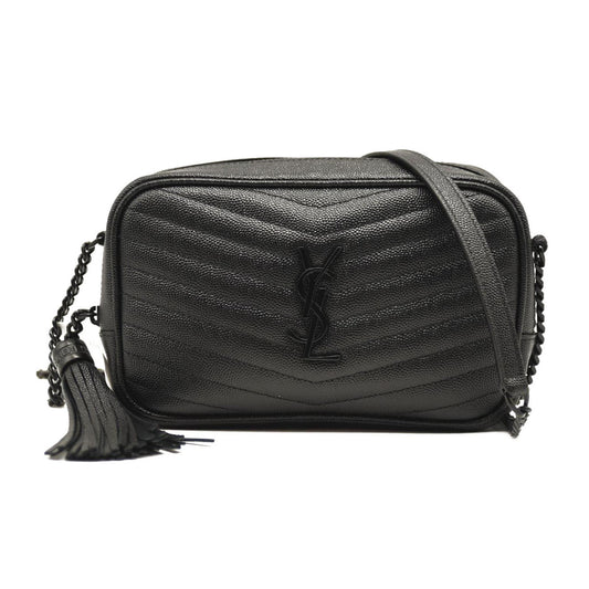 NEW SAINT LAURENT Grain De Poudre Matelasse Monogram Mini Lou Camera Bag Black