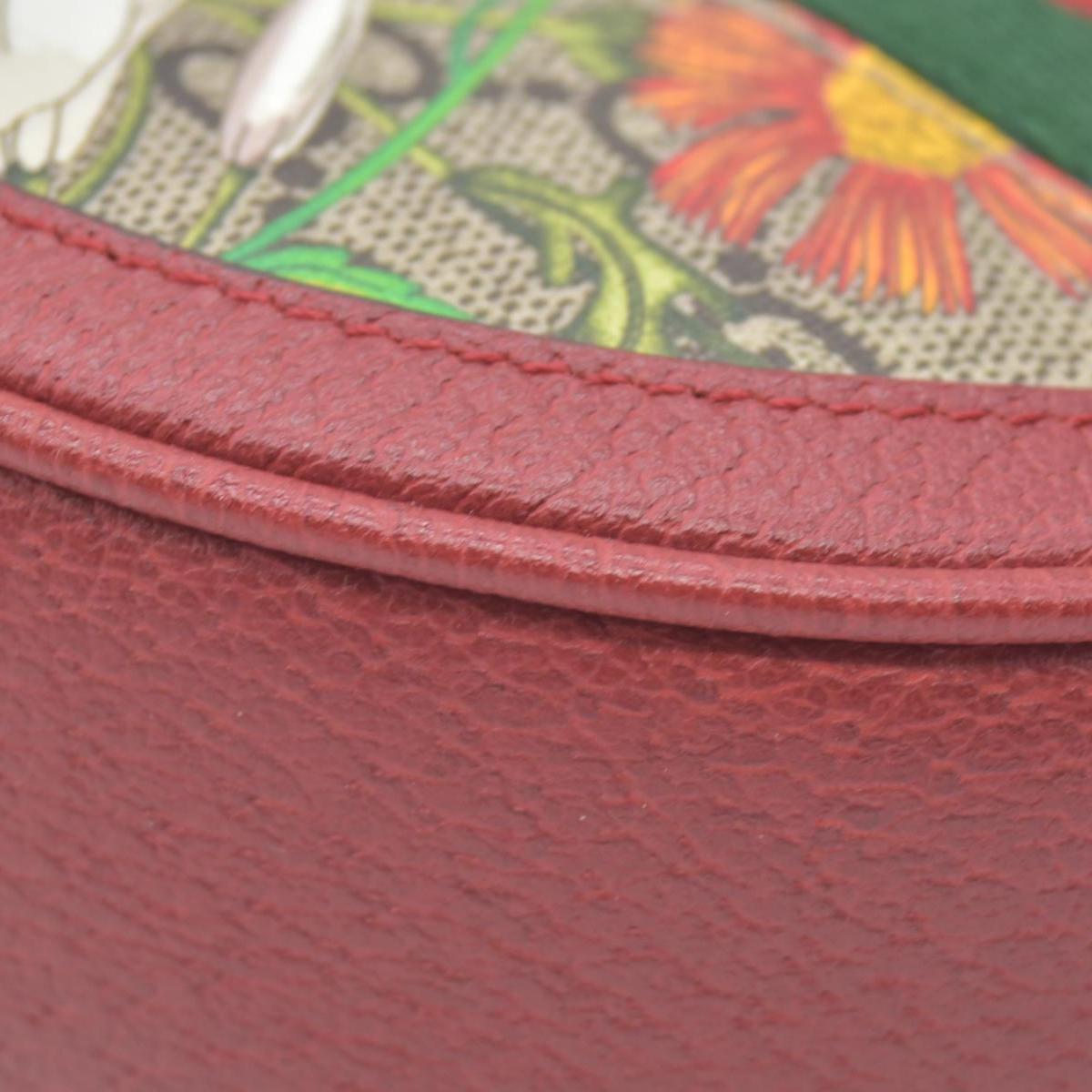 $1690 Gucci GG Supreme Monogram Web Flora Mini Ophidia Round Backpack Red CONSIGNMENT