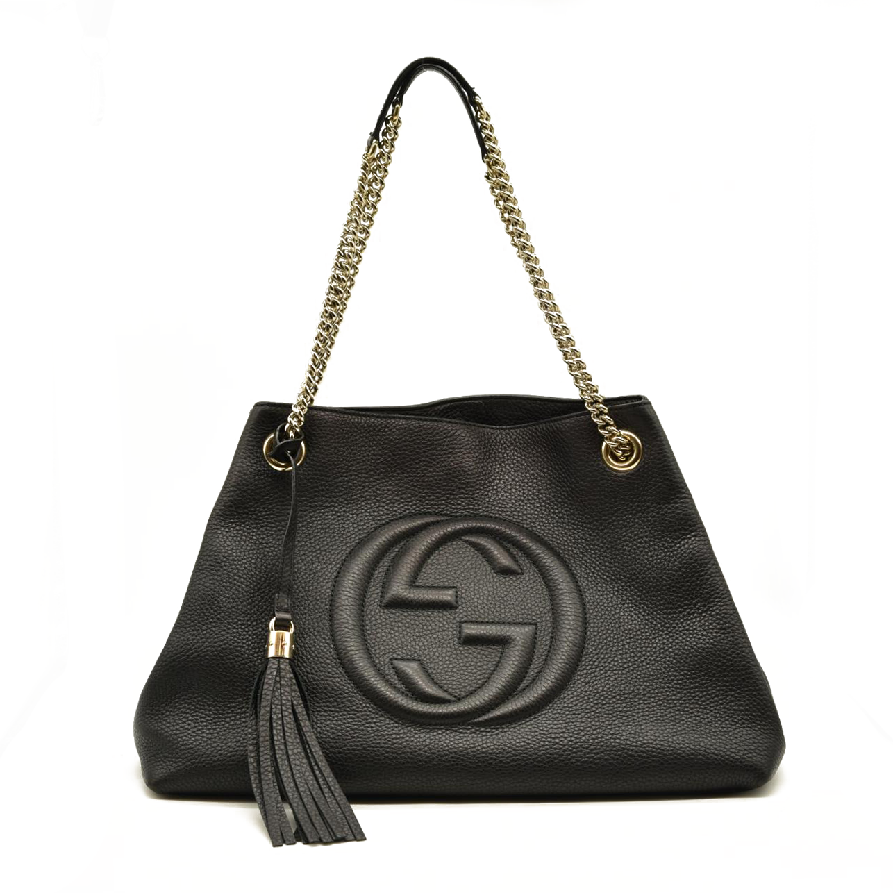 Gucci  Pebbled Calfskin Medium Soho Chain Shoulder Bag Black