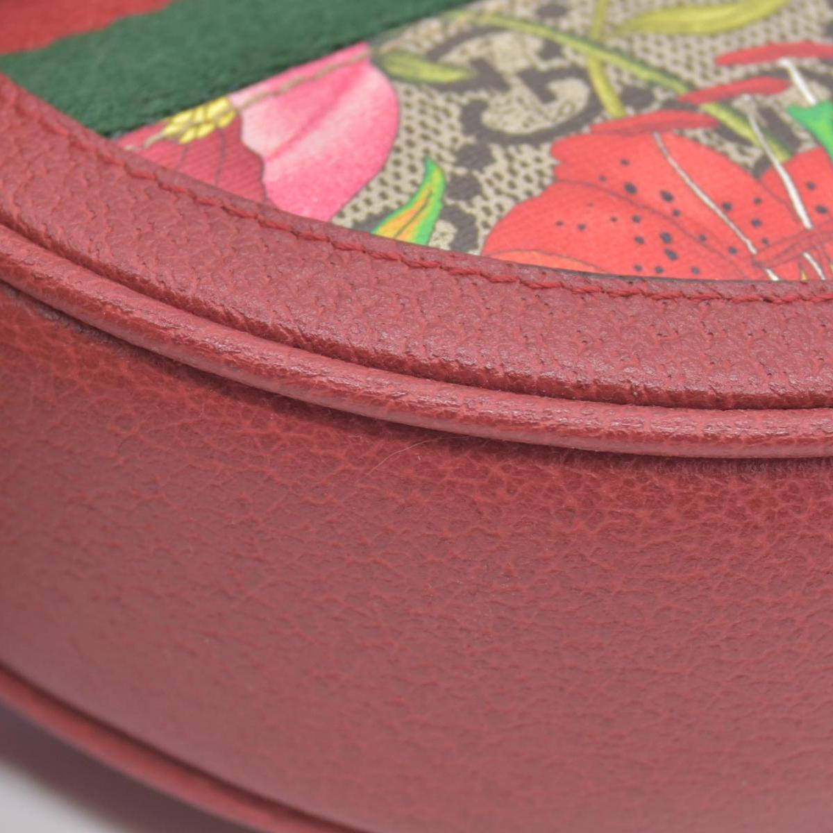 $1690 Gucci GG Supreme Monogram Web Flora Mini Ophidia Round Backpack Red CONSIGNMENT