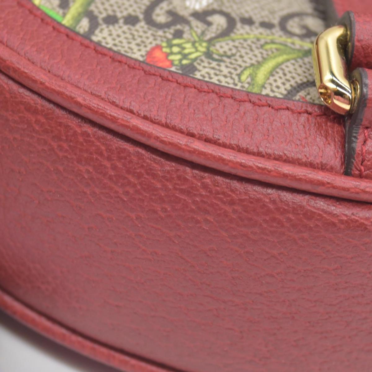 $1690 Gucci GG Supreme Monogram Web Flora Mini Ophidia Round Backpack Red CONSIGNMENT
