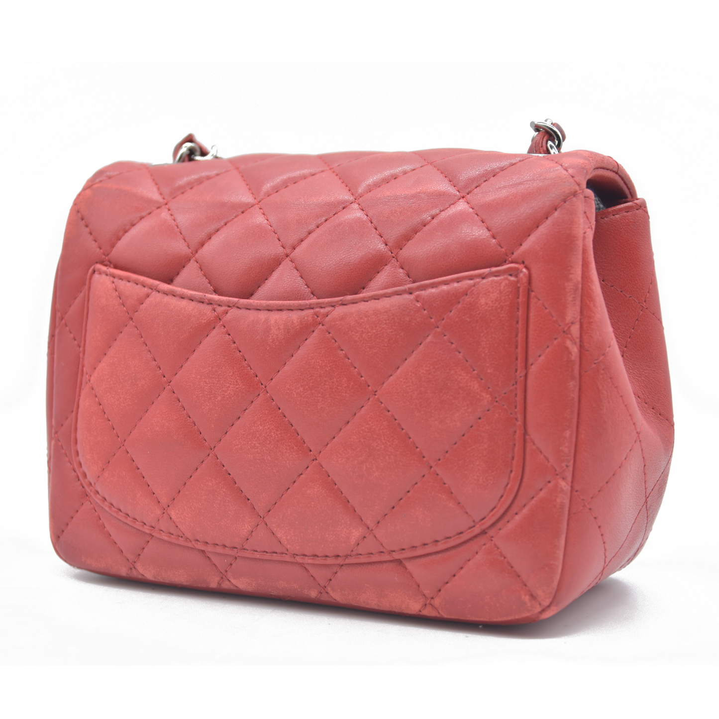 $5200 Chanel Classic Mini Square Flap Bag Red