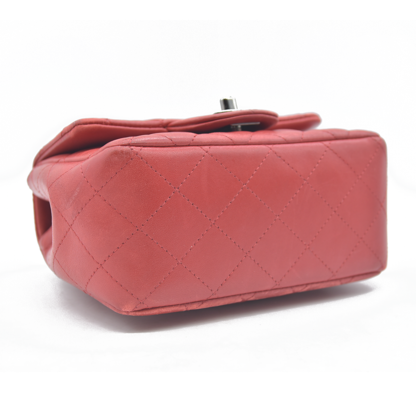 $5200 Chanel Classic Mini Square Flap Bag Red