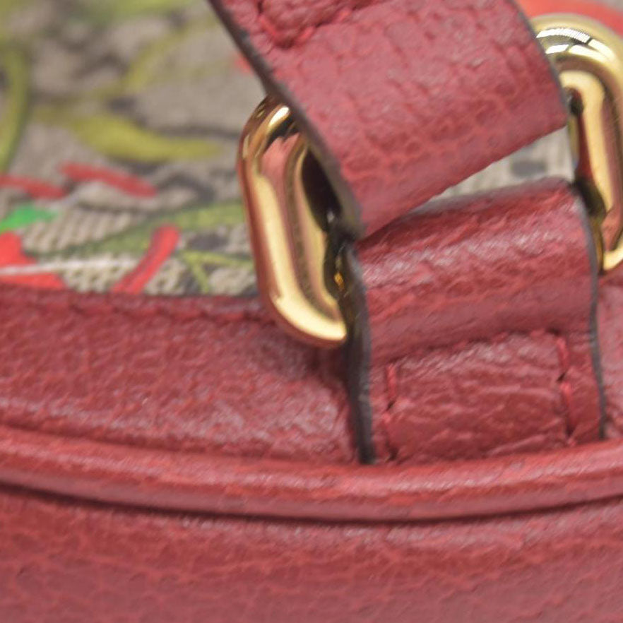 $1690 Gucci GG Supreme Monogram Web Flora Mini Ophidia Round Backpack Red CONSIGNMENT