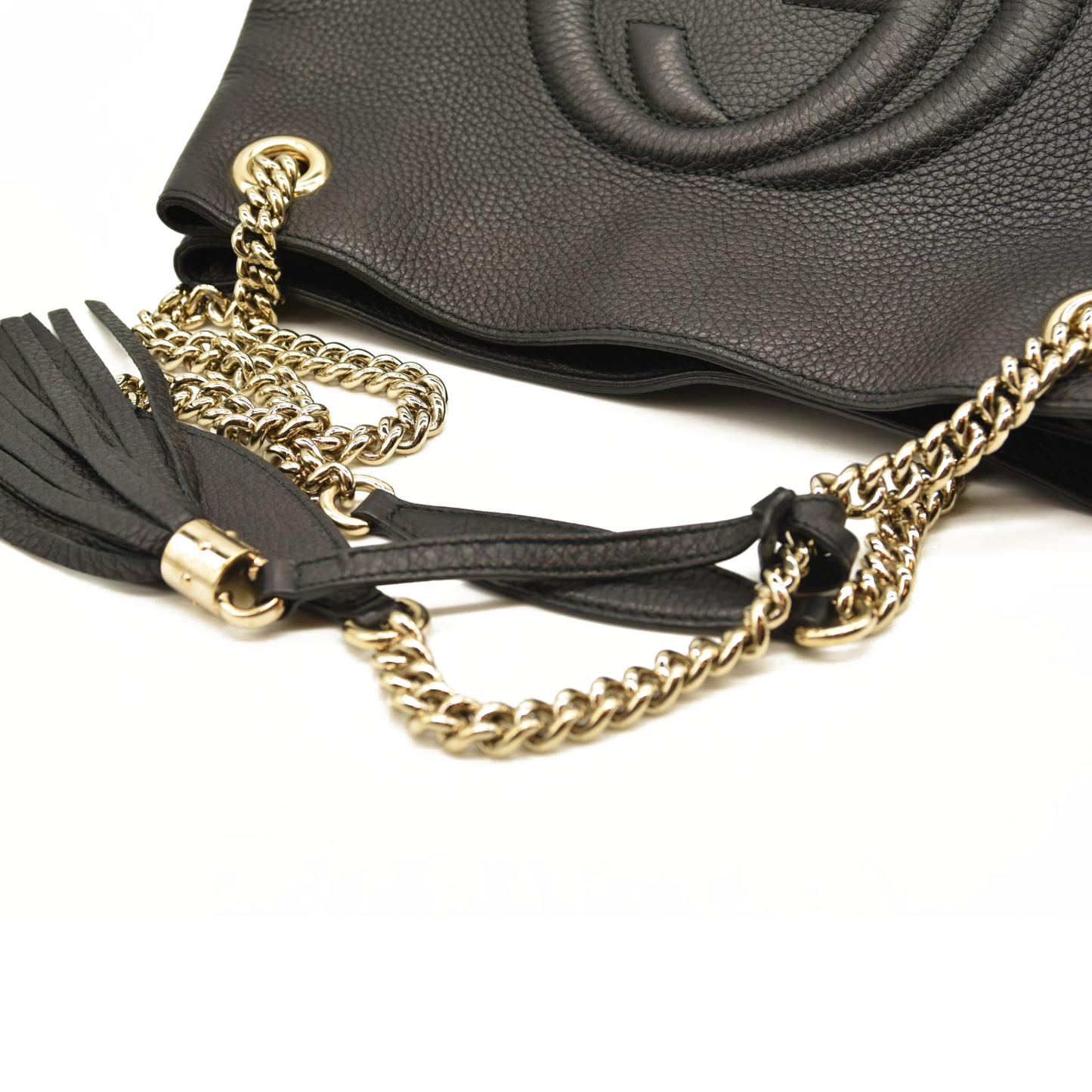 Gucci  Pebbled Calfskin Medium Soho Chain Shoulder Bag Black