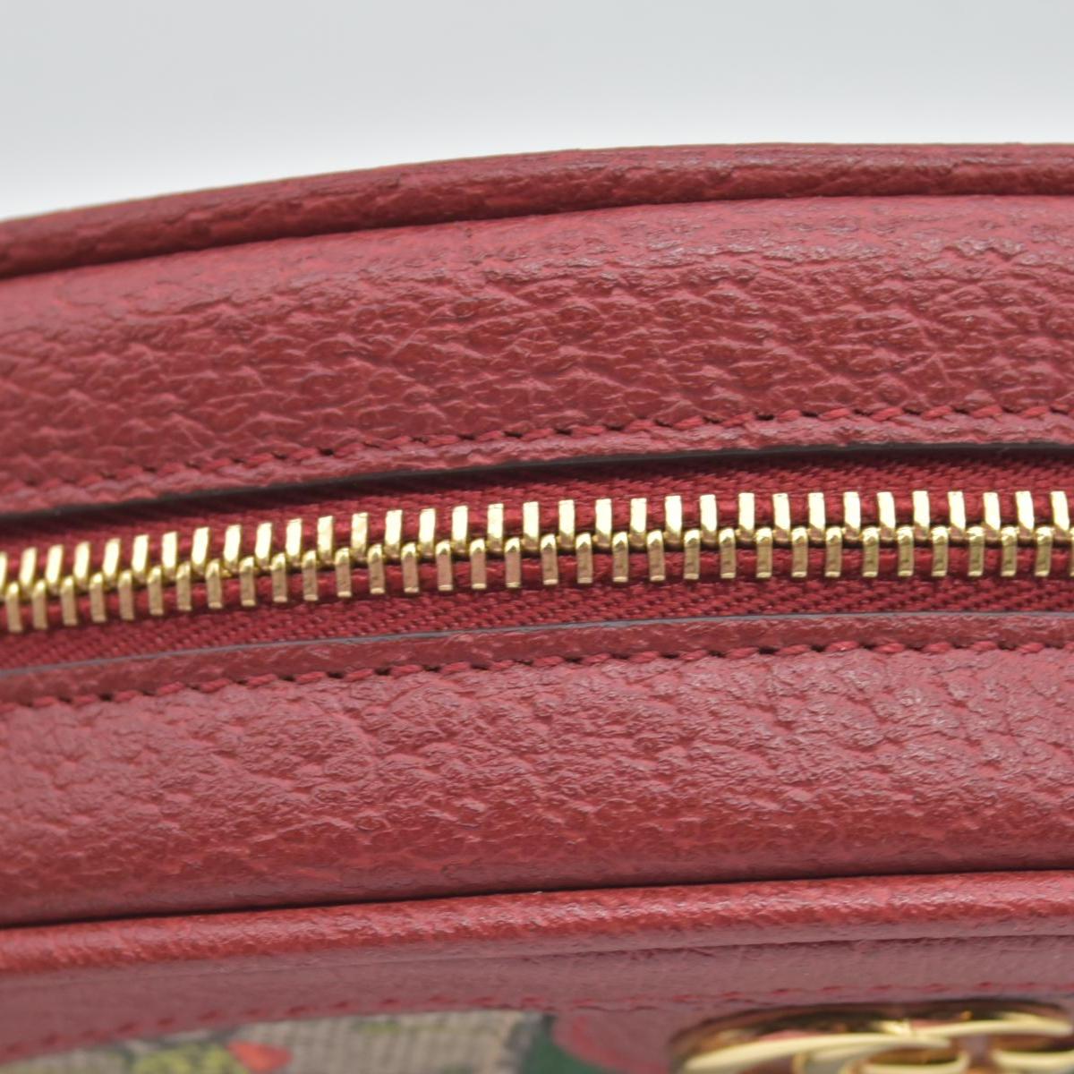 $1690 Gucci GG Supreme Monogram Web Flora Mini Ophidia Round Backpack Red CONSIGNMENT