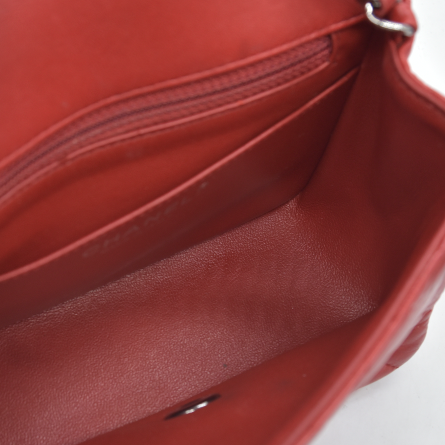 $5200 Chanel Classic Mini Square Flap Bag Red