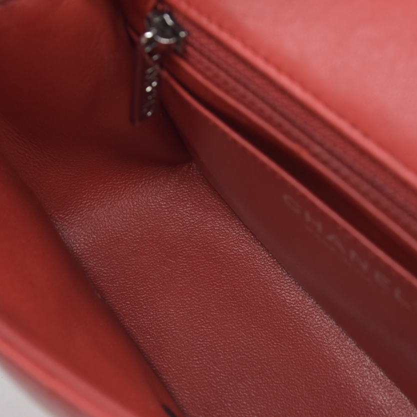 $5200 Chanel Classic Mini Square Flap Bag Red