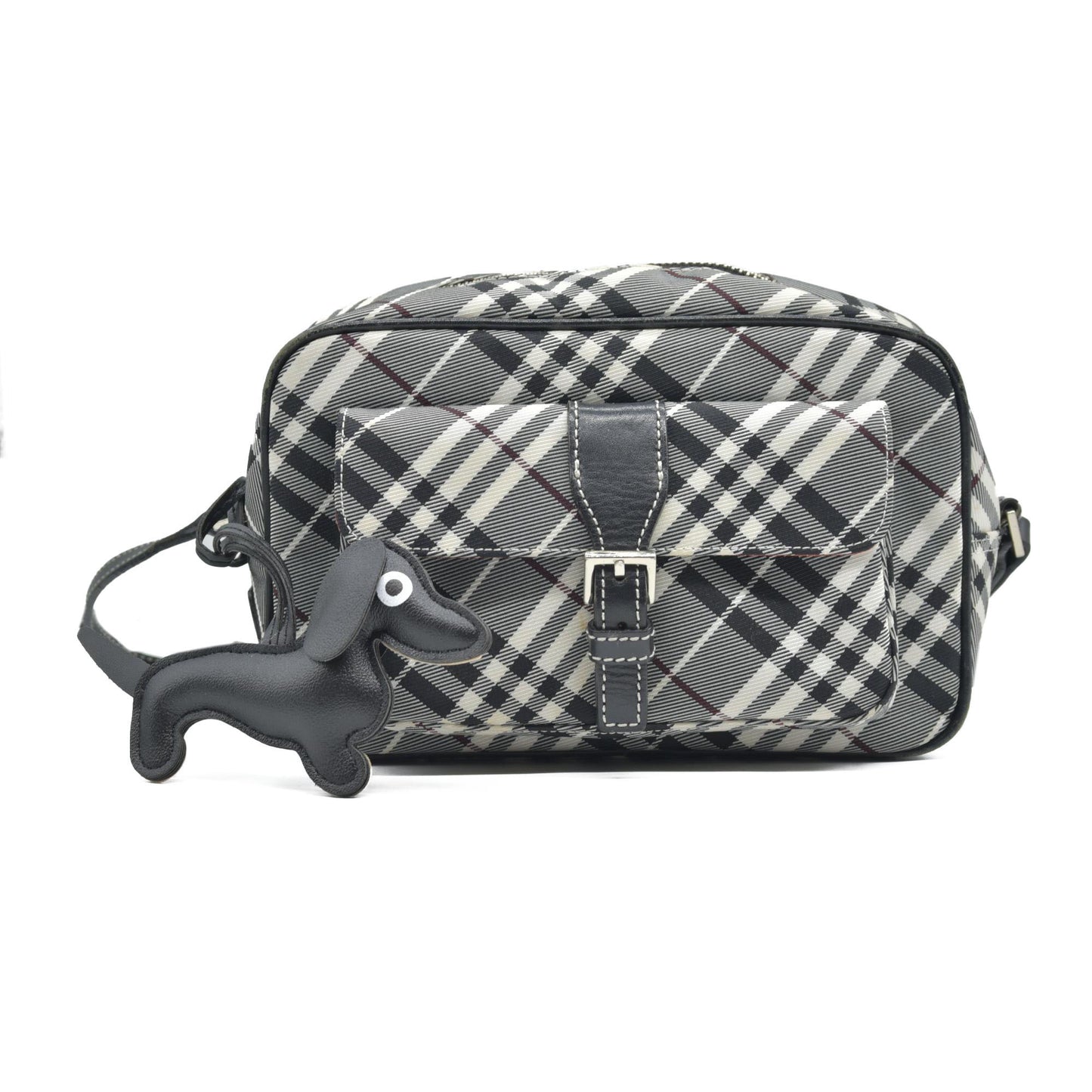 $1095 BURBERRY Nova Check Blue Label Shoulder Bag Nylon Blue CONSIGNMENT