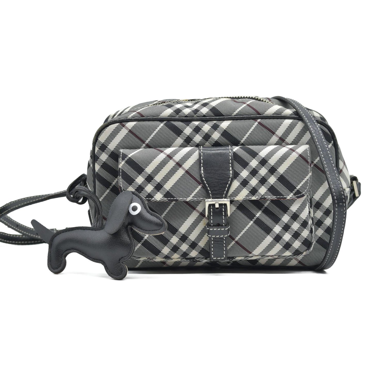 $1095 BURBERRY Nova Check Blue Label Shoulder Bag Nylon Blue CONSIGNMENT